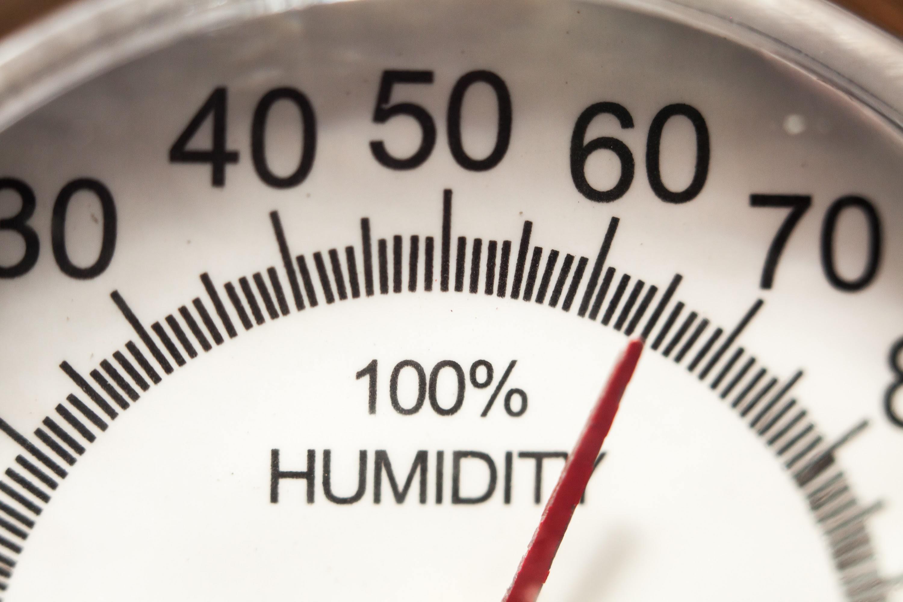 Hygrometer Displaying Humidity before a Whole-Home Dehumidifier in Kennesaw, GA
